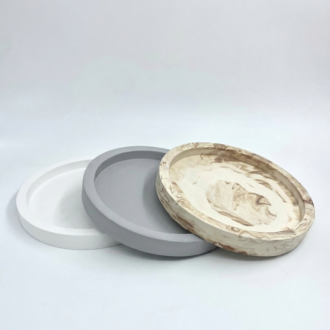 Bandeja redonda de resina mineral hecha a mano para velas y decoración