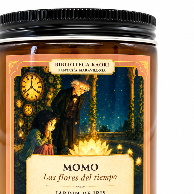 Vela de soja aromática Momo con aroma a Jardín de Iris