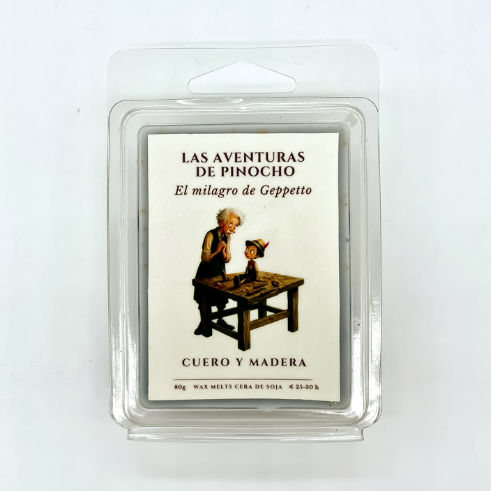 Wax Melts de Pinocho con aroma a cuero y madera