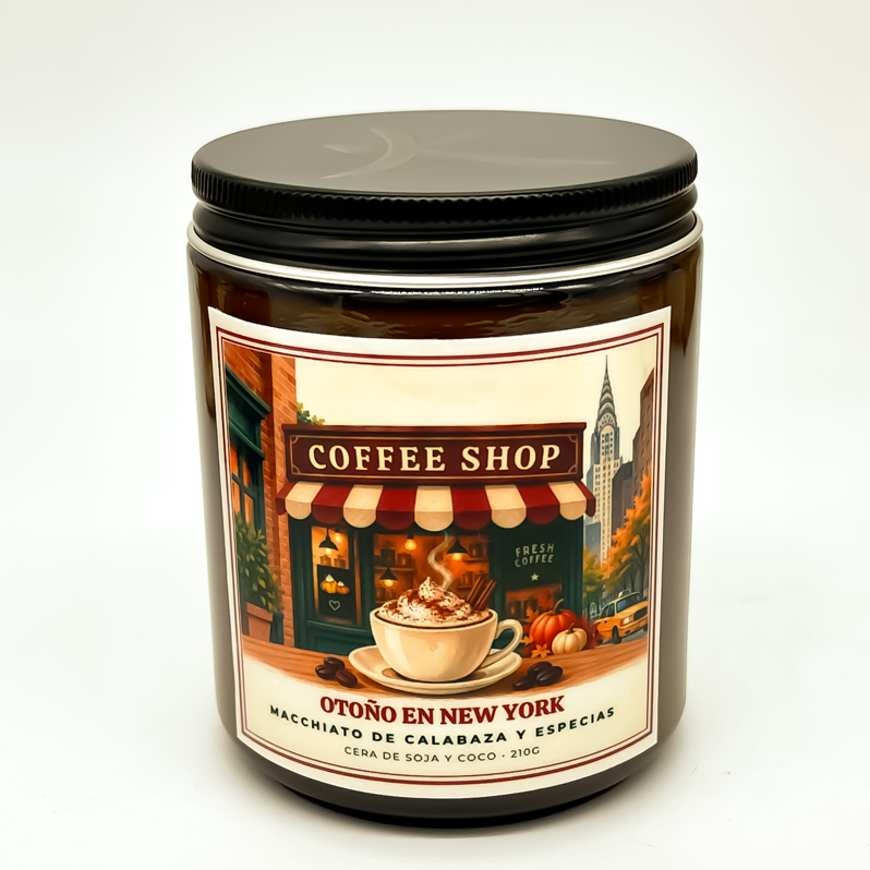 Vela Otoño en New York con aroma a macchiato de calabaza especiada en su tamaño grande
