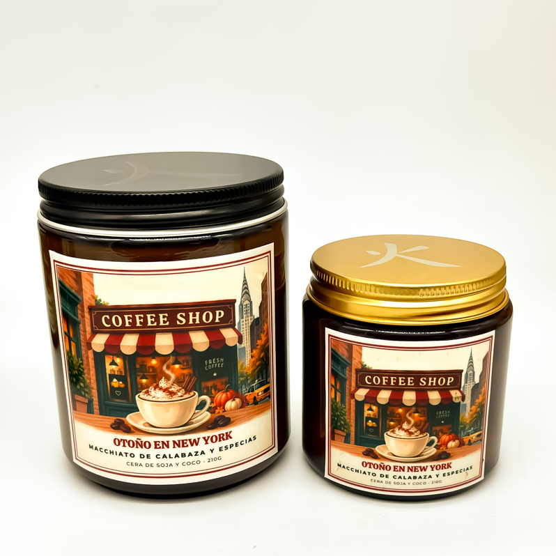 Vela Otoño en New York con aroma a macchiato de calabaza especiada