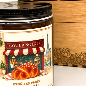 Vela otoño en parís presentada en caja de madera reutilizable